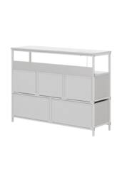 Living and Home 5-Drawer Metal Frame Chest of Drawers Storage Cabinet with Power Strip in White - thumbnail 6
