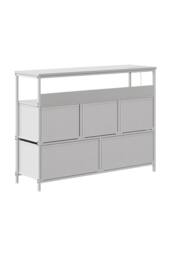 Living and Home 5-Drawer Metal Frame Chest of Drawers Storage Cabinet with Power Strip in White - thumbnail 7