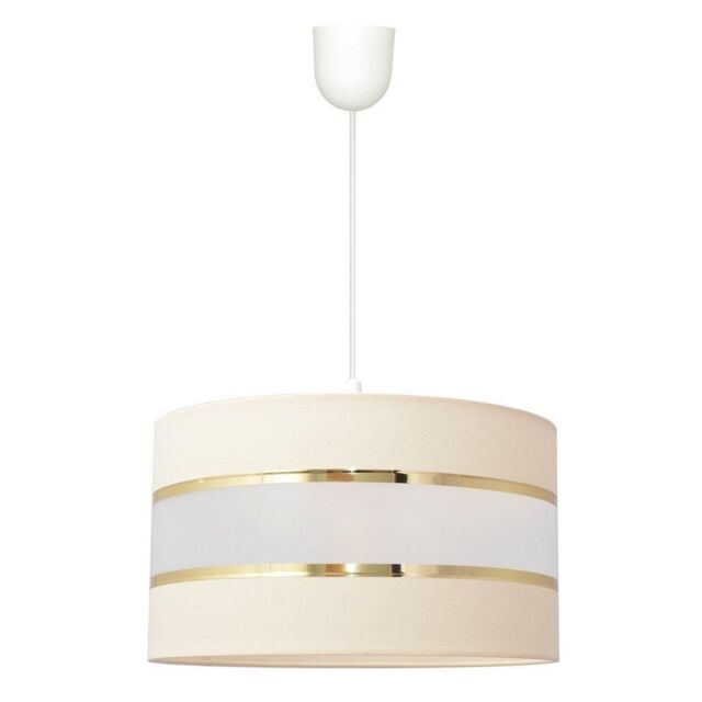 Netlighting Helen Cylindrical Pendant Ceiling Light Ecru Gold White 35cm in Beige - image 1