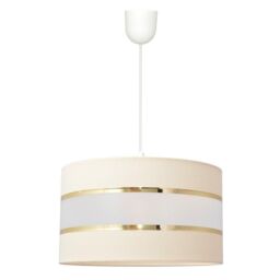 Netlighting Helen Cylindrical Pendant Ceiling Light Ecru Gold White 35cm in Beige - thumbnail 1
