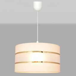 Netlighting Helen Cylindrical Pendant Ceiling Light Ecru Gold White 35cm in Beige - thumbnail 2