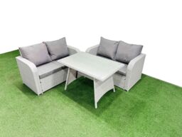 Fimous 4 Seat Outdoor Love Sofa Set Rattan Garden Furniture Set in Light Grey - thumbnail 2