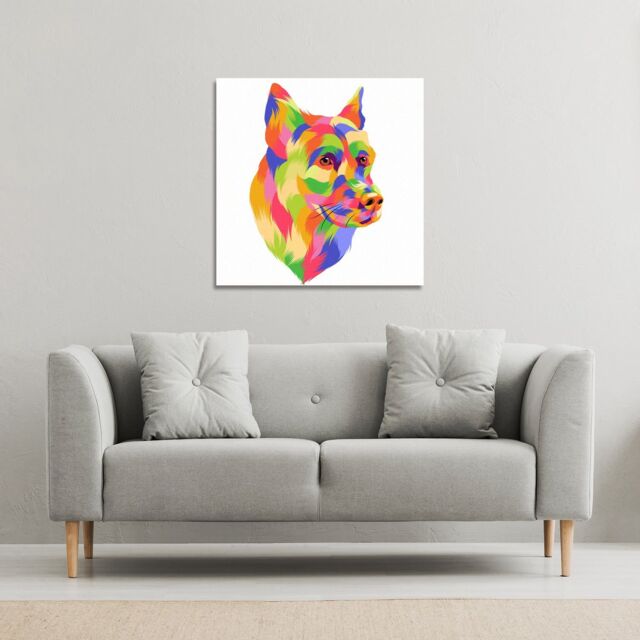 Benjamin Tate Design Amazing Illustration Dog Pop Art (Canvas Print) / 61 x 61 x 4cm in Natural - Size: 61 x 61 x 4 cm - image 1