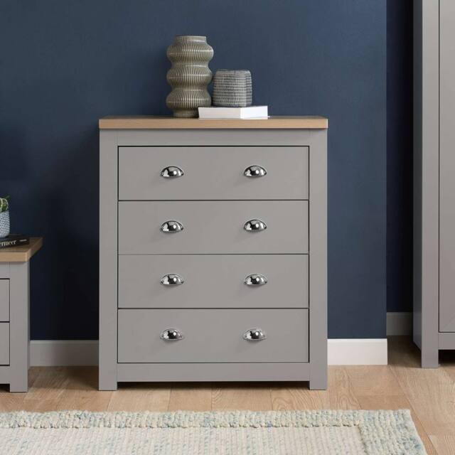 Birlea Highgate 4 Drawer Chest Grey & Oak - image 1