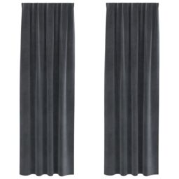 Berkfield Home Blackout Curtains with Top Tape 2 pcs Light Grey Velvet - thumbnail 2