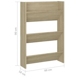 Berkfield Home Wall Shoe Cabinet Sonoma Oak 60x18x90 cm Engineered Wood in Brown - Size: 60 x 18 x 90 cm - thumbnail 6