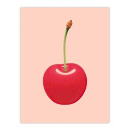 "Wee Blue Coo Wall Art Print Single Cherry Baby Pink Lime Green Retro Minimalist Painting Poster - Size: W18"" x H24""" - thumbnail 1