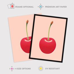 "Wee Blue Coo Wall Art Print Single Cherry Baby Pink Lime Green Retro Minimalist Painting Poster - Size: W18"" x H24""" - thumbnail 2
