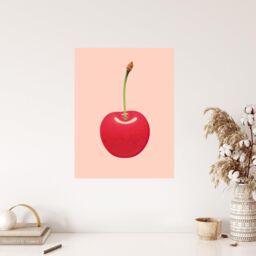 "Wee Blue Coo Wall Art Print Single Cherry Baby Pink Lime Green Retro Minimalist Painting Poster - Size: W18"" x H24""" - thumbnail 4