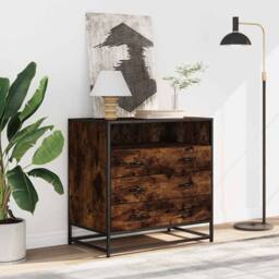 Berkfield Home Elegant Drawer Cabinet Smoked Oak 70x41x70 cm Engineered Wood in Brown - Size: 70 x 41 x 70 cm - thumbnail 1