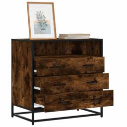 Berkfield Home Elegant Drawer Cabinet Smoked Oak 70x41x70 cm Engineered Wood in Brown - Size: 70 x 41 x 70 cm - thumbnail 2