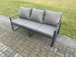 Fimous Aluminium Outdoor Garden Sofa Patio Lounge 3 Seater Sofa for Balcony, Terrace, Swimming Pool Dark Grey - thumbnail 3