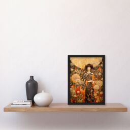 Artery8 The In The Dandelion Dream By Dianne Knope Klimt William Morris Inspired Style Wildflower Meadow Artwork Framed Wall Art Print A4 in Black - thumbnail 4