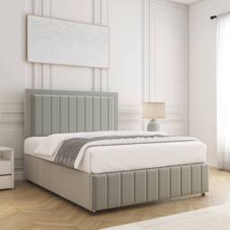 "BSSPOKE Sophia Plush Velvet Divan Bed 24"" Headboard & No Mattress No Drawers in Silver - Size: Super King" - thumbnail 3