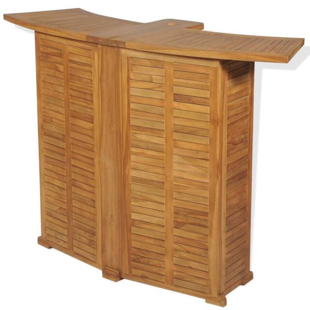 Berkfield Home Folding Bar Table 155x53x105 cm Solid Teak Wood in Brown - Size: 155 x 53 x 105 cm - image 1