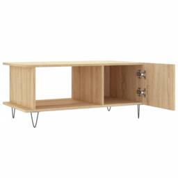 Berkfield Home Coffee Table Sonoma Oak 90x50x40 cm Engineered Wood in Light Tan - Size: 90 x 50 x 40 cm - thumbnail 6
