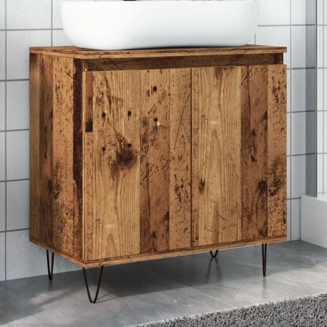 Berkfield Home Bathroom Cabinet Old Wood 58x33x60 cm Engineered Wood in Brown - Size: 58 x 33 x 60 cm