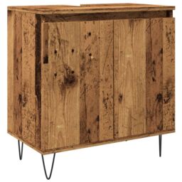 Berkfield Home Bathroom Cabinet Old Wood 58x33x60 cm Engineered Wood in Brown - Size: 58 x 33 x 60 cm - thumbnail 2