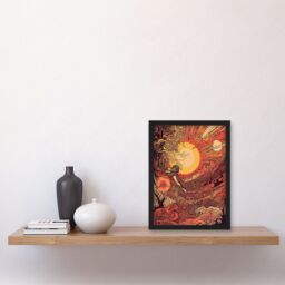 Artery8 Venus Sunset Fantasy Landscape Illustration Artwork Framed Wall Art Print A4 in Black - thumbnail 2