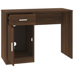 Berkfield Home Desk with Drawer&Cabinet Brown Oak 100x40x73 cm Engineered Wood - Size: 100 x 40 x 73 cm - thumbnail 6