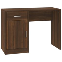 Berkfield Home Desk with Drawer&Cabinet Brown Oak 100x40x73 cm Engineered Wood - Size: 100 x 40 x 73 cm - thumbnail 2