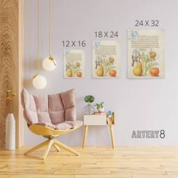 "Artery8 Caterpillar Flowers & Fruit Calligraphy Canvas Wall Art Print - Size: W12"" x H16""" - thumbnail 4