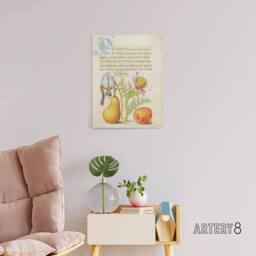 "Artery8 Caterpillar Flowers & Fruit Calligraphy Canvas Wall Art Print - Size: W12"" x H16""" - thumbnail 3