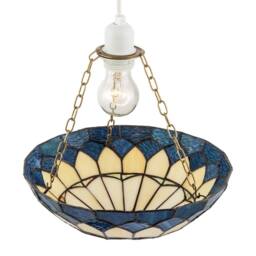 Happy Homewares Midnight Blue Stained Glass Domed Tiffany Pendant Shade with Chains - thumbnail 3