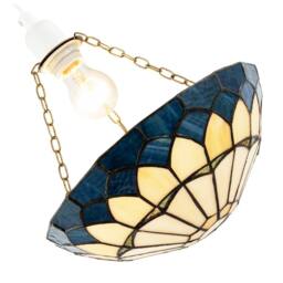 Happy Homewares Midnight Blue Stained Glass Domed Tiffany Pendant Shade with Chains - thumbnail 4