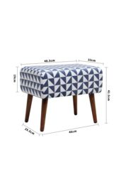 Living and Home Triangle Printing Patterned Linen Ottoman Footstool with Walnut Color Legs - thumbnail 3