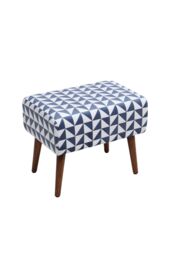 Living and Home Triangle Printing Patterned Linen Ottoman Footstool with Walnut Color Legs - thumbnail 4