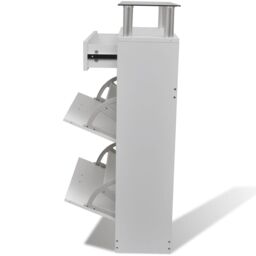 Berkfield Home Shoe Cabinet with a Drawer & a Top Glass Shelf Wood White - thumbnail 5