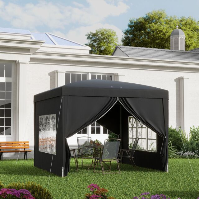 OUTSUNNY 3mx3m Pop Up Gazebo Party Tent Canopy Marquee with Storage Bag in Black - image 1