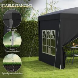OUTSUNNY 3mx3m Pop Up Gazebo Party Tent Canopy Marquee with Storage Bag in Black - thumbnail 6