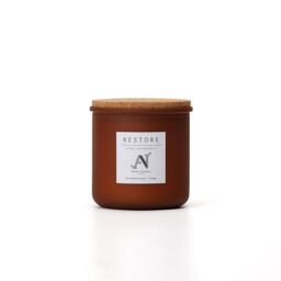 Aroma Naturals Restore Scented Candle - Amber Glass with Cork Lid in Brown - Size: Large