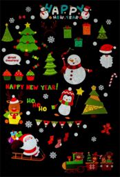 Xmas Haus Christmas Window Themed Sticker set of 78 in Black - thumbnail 1