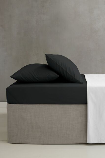 Catherine Lansfield 'Easy Iron Percale' Combed Polycotton 35cm Depth Sheet in Black - Size: Super King Fitted - image 1