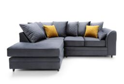 Abakus Direct Chicago Spill-Proof Velvet Left Hand Facing Corner Sofa in Dark Grey - thumbnail 2