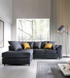 Abakus Direct Chicago Spill-Proof Velvet Left Hand Facing Corner Sofa in Dark Grey