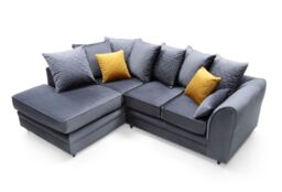 Abakus Direct Chicago Spill-Proof Velvet Left Hand Facing Corner Sofa in Dark Grey - thumbnail 4