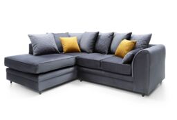 Abakus Direct Chicago Spill-Proof Velvet Left Hand Facing Corner Sofa in Dark Grey - thumbnail 3