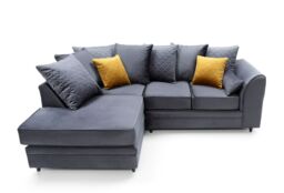 Abakus Direct Chicago Spill-Proof Velvet Left Hand Facing Corner Sofa in Dark Grey - thumbnail 5