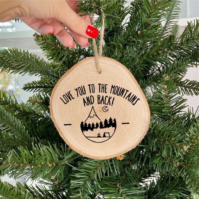 The Alphabet Gift Shop Love You to the Mountains & Back Christmas Decoration in Brown
