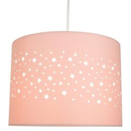 Happy Homewares Stars Decorated Children/Kids Soft Cotton Bedroom Pendant or Lamp Shade in Pink
