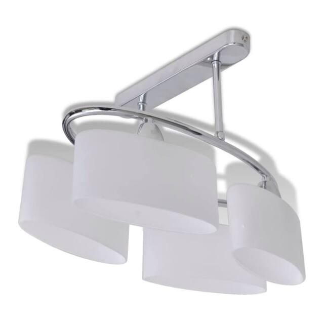 Berkfield Home Ceiling Lamp with Ellipsoid Glass Shades for 4 E14 Bulbs in White - image 1
