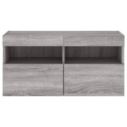 Berkfield Home TV Wall Cabinet with LED Lights Grey Sonoma 80x30x40 cm - Size: 80 x 30 x 40 cm - thumbnail 9