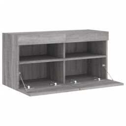 Berkfield Home TV Wall Cabinet with LED Lights Grey Sonoma 80x30x40 cm - Size: 80 x 30 x 40 cm - thumbnail 8