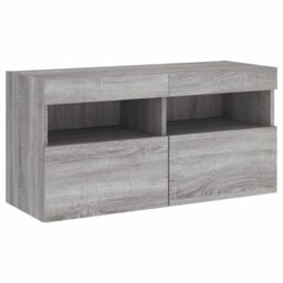 Berkfield Home TV Wall Cabinet with LED Lights Grey Sonoma 80x30x40 cm - Size: 80 x 30 x 40 cm - thumbnail 3