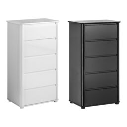 Orsina Spacious Black High Gloss 5 Drawer Chest, Modern Chest Of Drawers For Livingroom, Minimalist Storage Chest - thumbnail 2