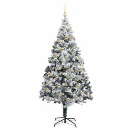 Berkfield Home Artificial Christmas Tree with 300 LEDs with Stand Green 210 cm - thumbnail 4